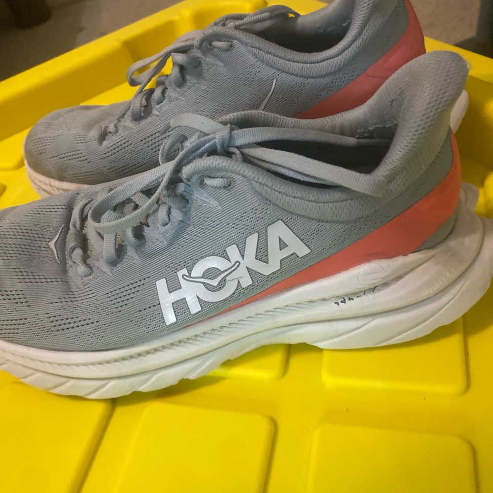 Hoka Gray and coral  Athletic Shoes size 8.5